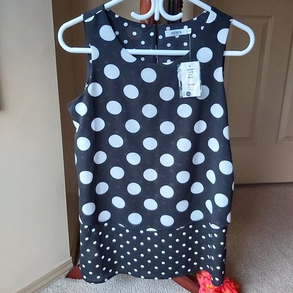 Ricki's Tops - Ricki's Black and Off White Polka Dot Layered Sleeveless Top